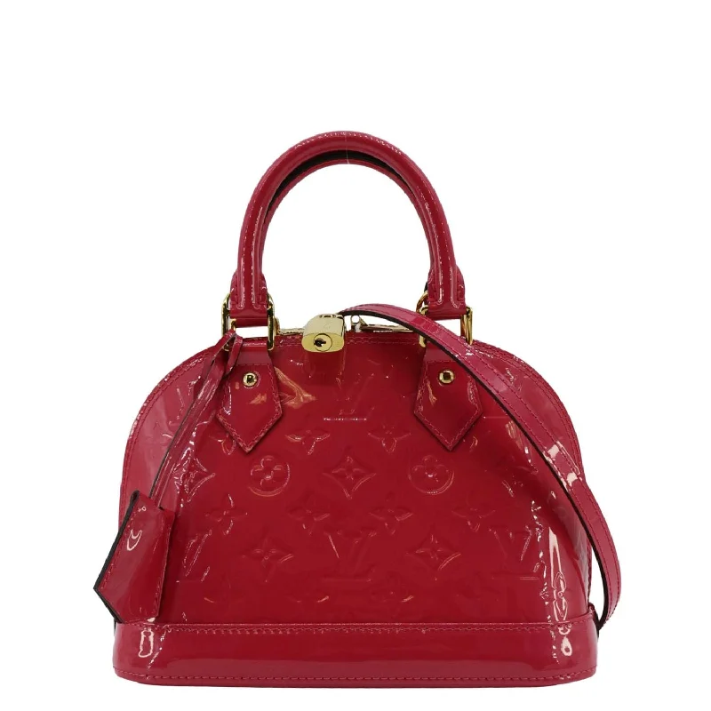 Ladies Louis Vuitton Capucines bags with a detachable shoulder strapLOUIS VUITTON Alma BB Monogram Patent Leather Satchel Crossbody Bag Hot Pink