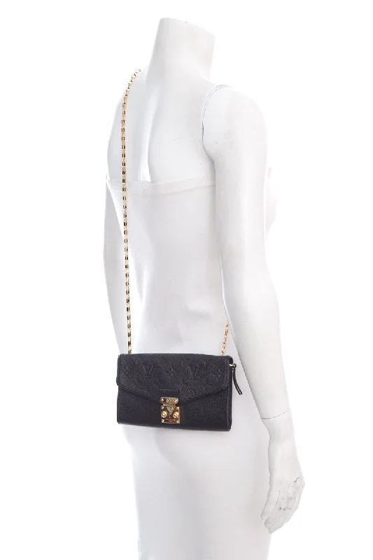 Louis Vuitton bags with a snap - button closure and a decorative charm for styleLouis Vuitton Black Empreinte Wallet on Chain Cross-Body