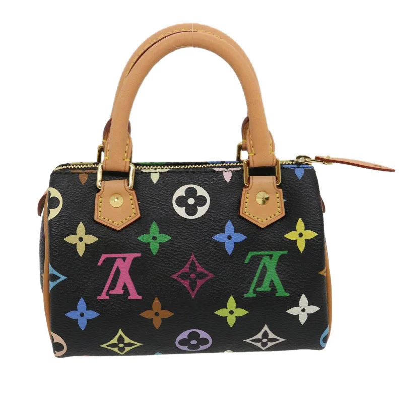 Ladies Louis Vuitton Capucines bags with a detachable shoulder strapLouis Vuitton Monogram Multicolor Mini Speedy Hand Bag Black M92644 Auth 27252A