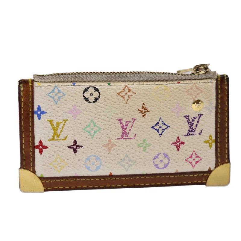 Louis Vuitton handbags with a back - zip pocket for storing valuablesLouis Vuitton Monogram Multicolor Pochette Cles Purse White M92655 LV Auth 47823