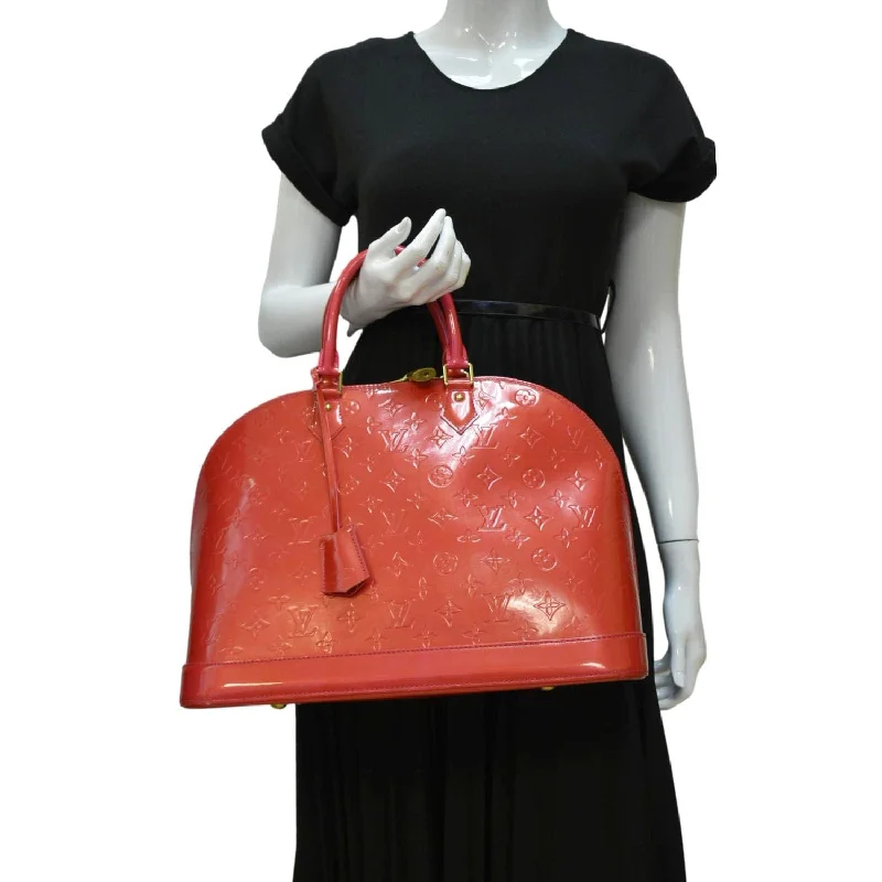 Ladies Louis Vuitton shoulder bags with a single - handle silhouetteLOUIS VUITTON Alma GM Monogram Vernis Satchel Bag Red