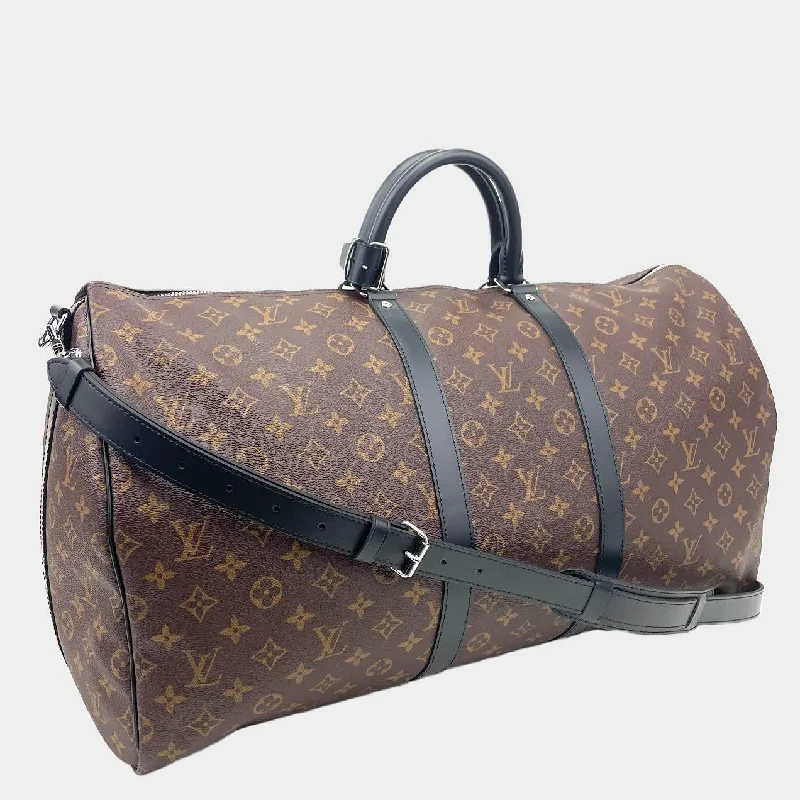 Ladies Louis Vuitton shoulder bags with a tassel decoration for charmLouis Vuitton Monogram Macassar Keepall Bandoulière 55