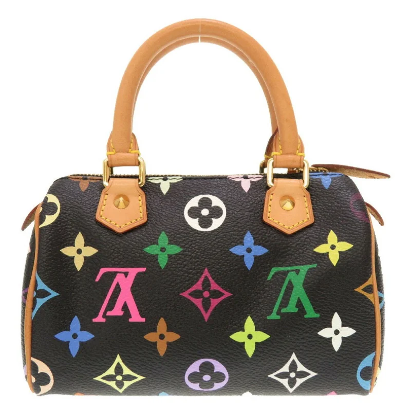 Ladies Louis Vuitton Petite Malle bags with a star - shaped charm for cutenessLouis Vuitton Monogram Multicolor Speedy Noir M92644 Handbag Bag Black