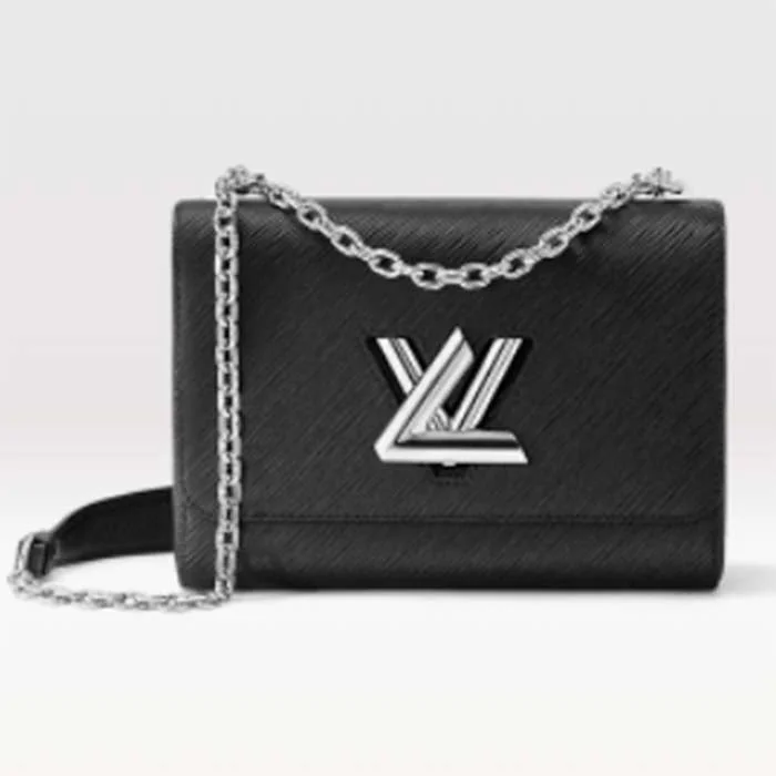 Louis Vuitton Neverfull bags with large capacity for everyday essentialsLouis Vuitton LV Women Twist MM Chain Bag Black Epi Grained Cowhide Leather