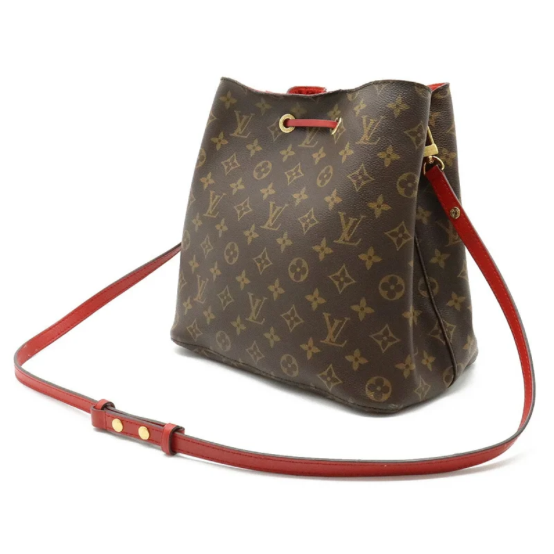 Louis Vuitton Alma bags with a monogram - embossed leather surfaceLouis Vuitton Monogram Neonoe Shoulder Bag Type Coquelicot Red M44021