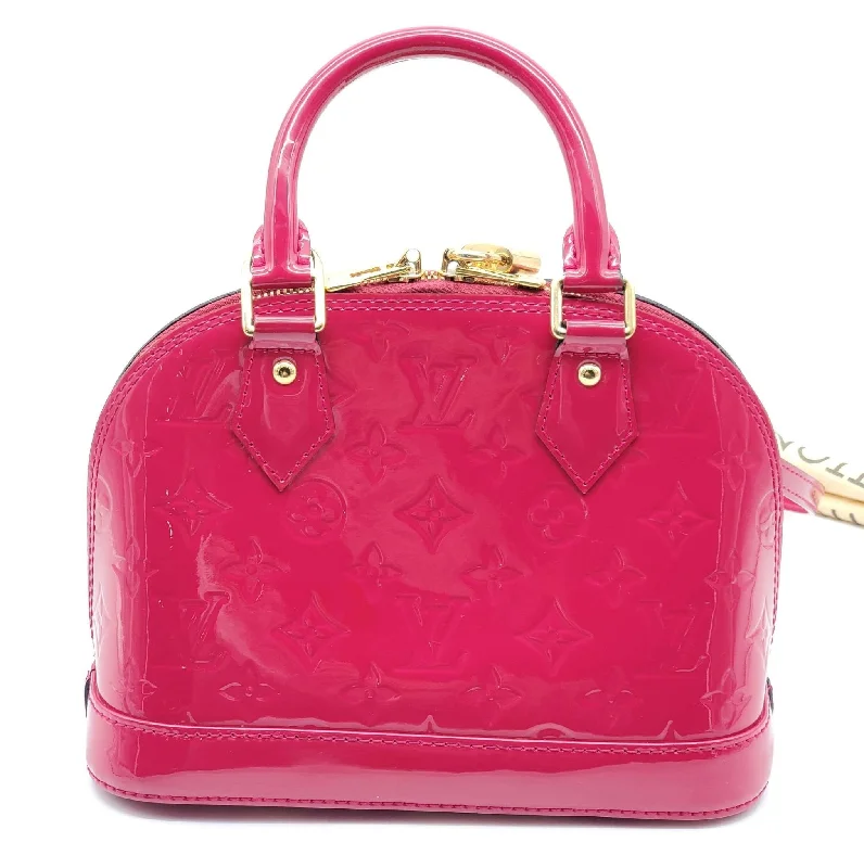 Louis Vuitton crossbody bags in a bold red color for a statementLouis Vuitton Alma BB Vernis Fuchsia Crossbody Bag