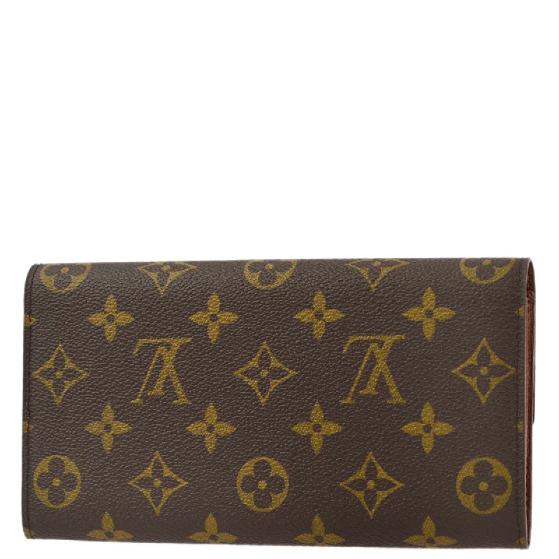 Louis Vuitton bags with a snap - button closure and a decorative charm for styleLouis Vuitton 2000 Monogram Portefeuille Sarah Purse Wallet M61734