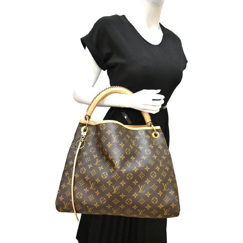 Louis Vuitton bags with a chain - link trim and a leather body for a modern edgeLOUIS VUITTON Artsy MM Monogram Canvas Hobo Bag Brown