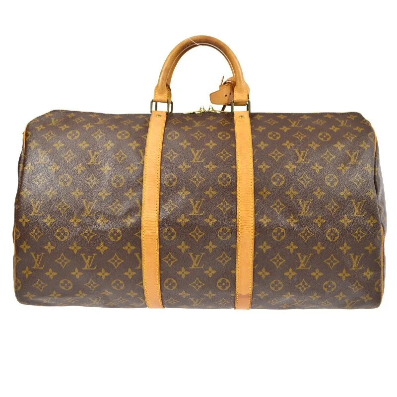 Louis Vuitton tote bags with a printed LV logo on the front for brand visibilityLouis Vuitton Keepall 55 M41424