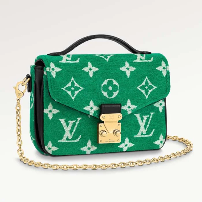 Louis Vuitton tote bags with a double - handle and shoulder - strap optionLouis Vuitton LV Women Micro Métis Bag Green Monogram Jacquard Velvet