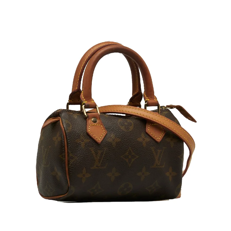 Louis Vuitton bags with a chain - link trim and a leather body for a modern edgeLOUIS VUITTON Monogram Mini HL Speedy Satchel