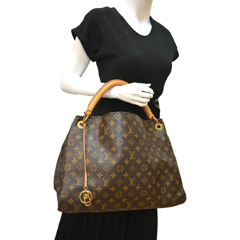 Louis Vuitton backpacks with a padded back panel for comfort during long - wearLOUIS VUITTON Artsy MM Monogram Canvas Hobo Bag Brown