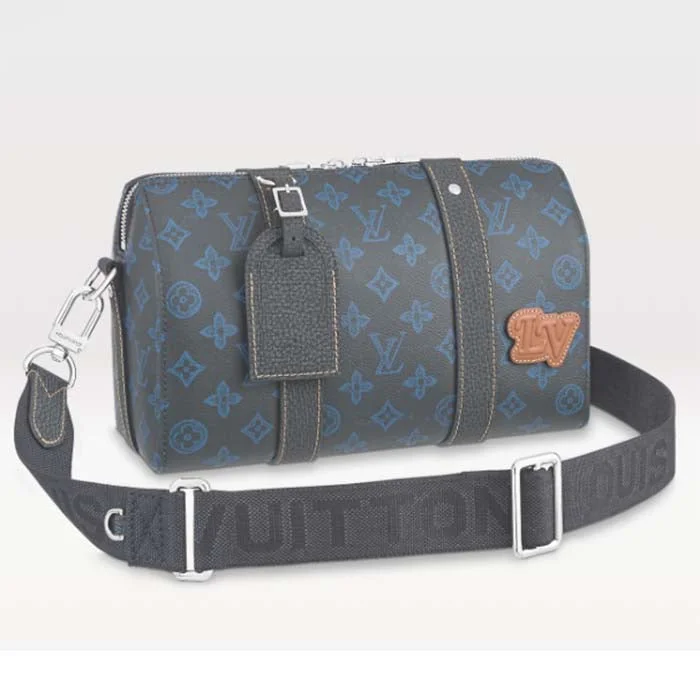 Ladies Louis Vuitton Capucines bags with gold - toned hardwareLouis Vuitton LV Unisex City Keepall Bag Blue Monogram Coated Canvas