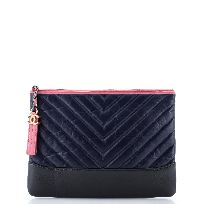 Christian Dior handbags with a detachable mirror for on - the - go touch - upsGabrielle O Case Clutch Chevron Aged Calfskin Medium