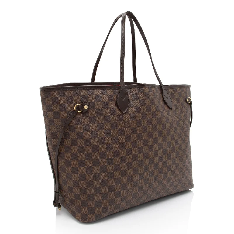 Louis Vuitton bags with a snap - button closure and a decorative charm for styleLouis Vuitton Damier Ebene Neverfull GM Tote (W1lxLu)