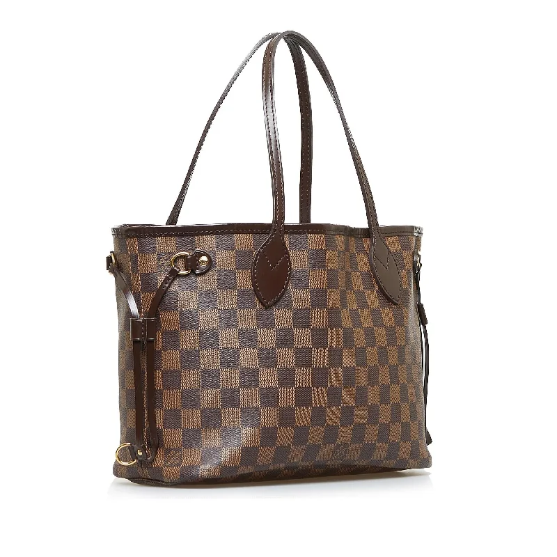 Louis Vuitton bags with a chain - link trim and a leather body for a modern edgeLouis Vuitton Damier Ebene Neverfull PM (oKON9i)