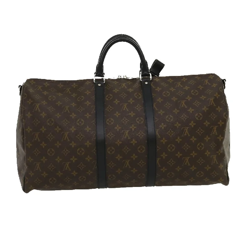 Louis Vuitton bags with a magnetic snap closure for easy accessLOUIS VUITTON Monogram Macassar Keepall Bandouliere 55 M56714 Auth 30568A