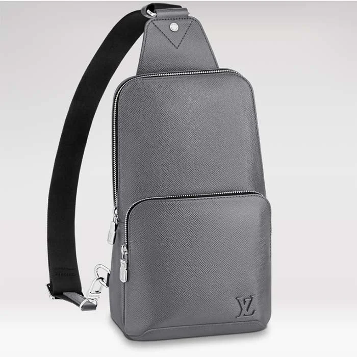 Louis Vuitton backpacks with a padded laptop compartment for travelLouis Vuitton LV Unisex Avenue Sling Bag Grey Glacier Taiga Cowhide Leather