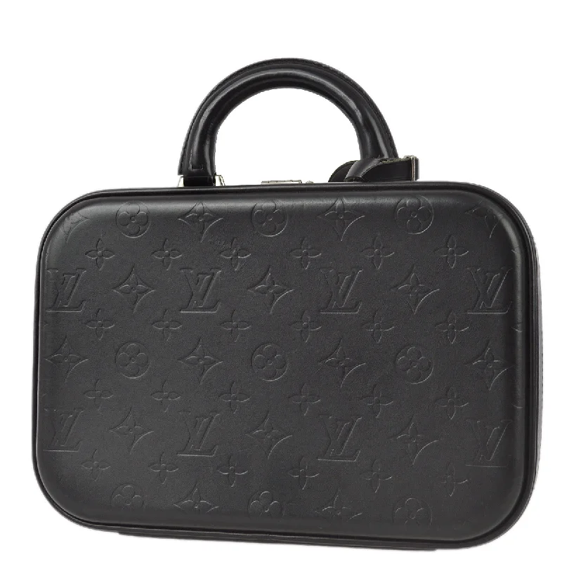 Louis Vuitton tote bags with a printed LV logo on the front for brand visibilityLouis Vuitton 2001 Black Monogram Glace Valisette PM Handbag M92235