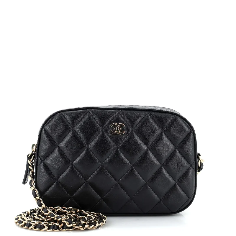 Contemporary Christian Dior handbags with a unique shapeZip Around Chain Camera Case Quilted Lambskin Mini