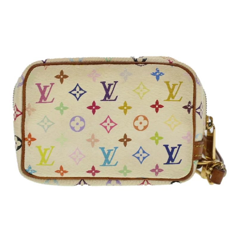 Louis Vuitton crossbody bags with a woven leather strap for textureLouis Vuitton Monogram Multicolor Trousse Wapity Pouch White M58033 Auth 45246