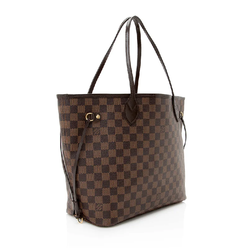 Louis Vuitton tote bags with a double - handle and shoulder - strap optionLouis Vuitton Damier Ebene Neverfull MM Tote (21444)