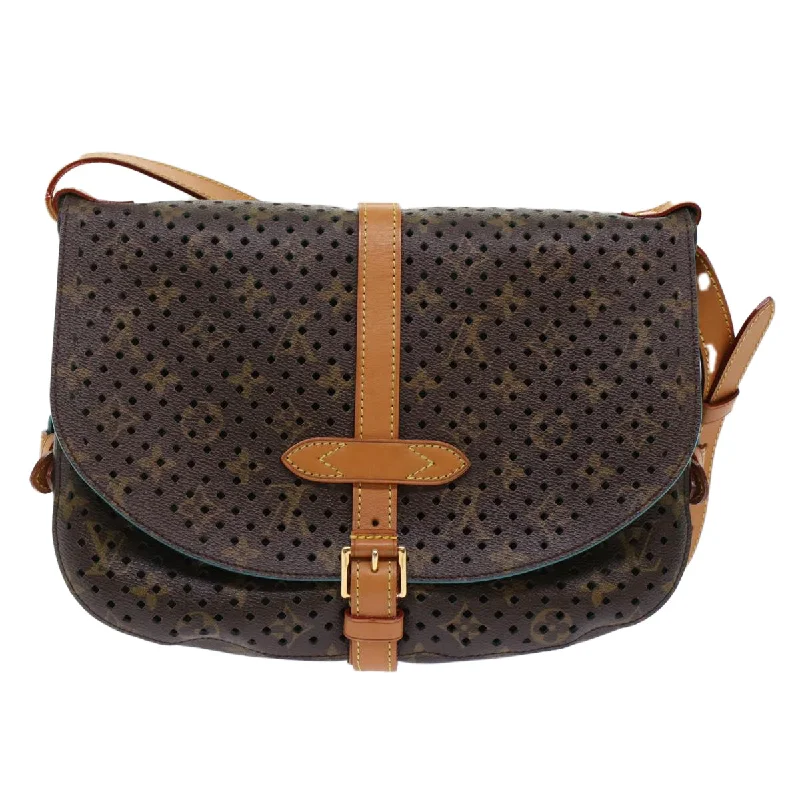 Ladies Louis Vuitton shoulder bags with a magnetic - closure flap for easeLOUIS VUITTON Monogram Perfo Saumur 30 Shoulder Bag M93998 LV Auth 49620A