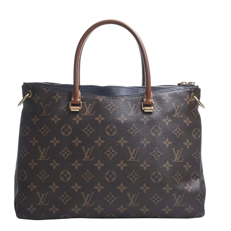 Louis Vuitton bags with a chain - link trim and a leather body for a modern edgeLOUIS VUITTON Monogram Pallas HandBag M41064 Brown/Black Ladies