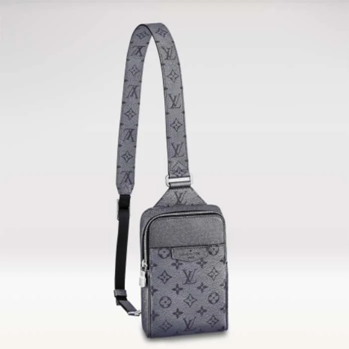 Louis Vuitton backpacks with a padded back panel for comfort during long - wearLouis Vuitton LV Unisex Outdoor Sling Bag Gunmetal Gray Monogram Coated Canvas