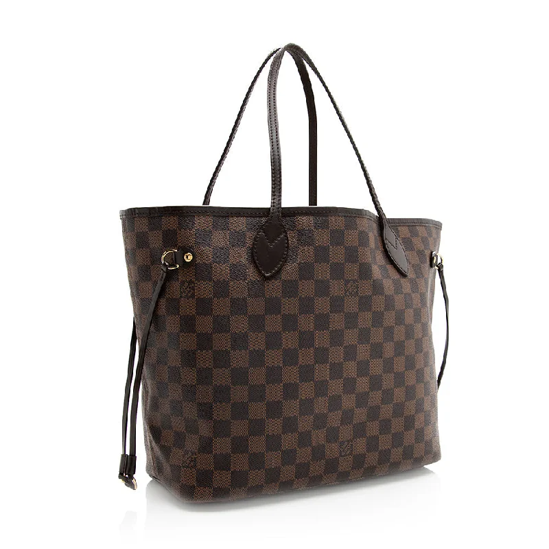 Louis Vuitton handbags with a patent - leather finish for a shiny lookLouis Vuitton Damier Ebene Neverfull MM Tote (20031)