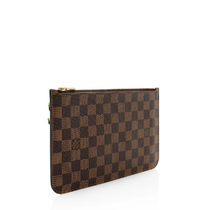 Louis Vuitton bags with a front - flap pocket for quick - access itemsLouis Vuitton Damier Ebene Neverfull MM Pochette (18085)