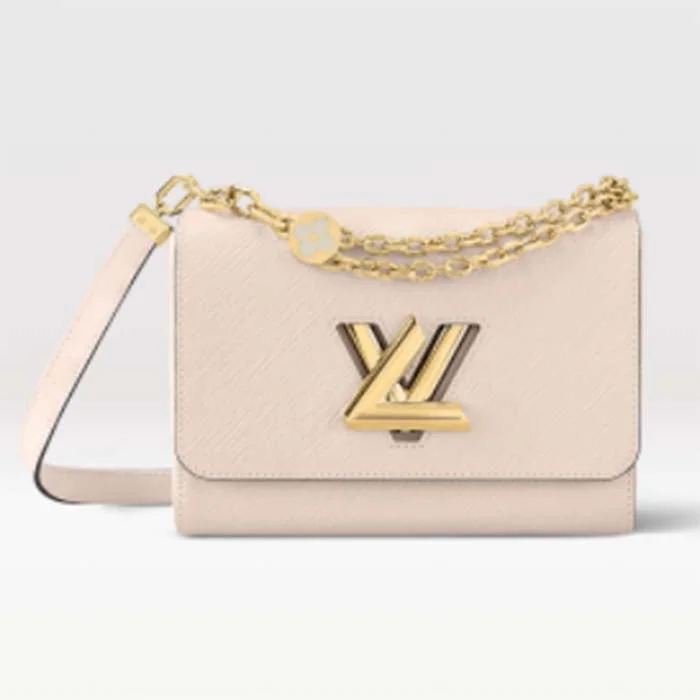 Ladies Louis Vuitton handbags with a detachable coin purse insideLouis Vuitton LV Women Twist MM Handbag Quartz White Epi Grained Leather