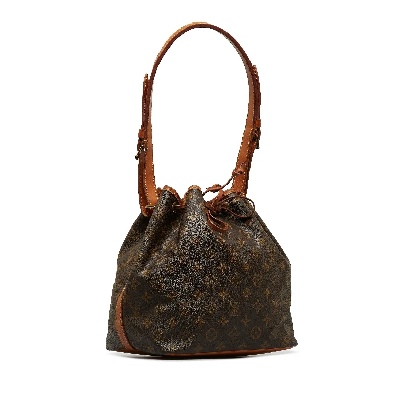 Ladies Louis Vuitton Capucines bags with a detachable shoulder strapLOUIS VUITTON Monogram Petit Noe Bucket Bag