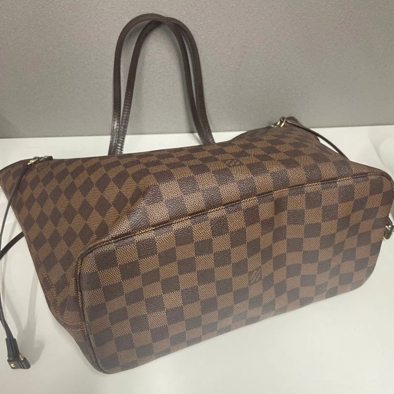 Louis Vuitton bags with a front - flap pocket for quick - access itemsLouis Vuitton Damier Ebene Neverfull MM Tote Bag, Brown