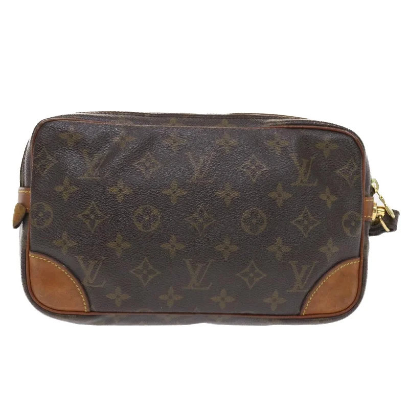 Louis Vuitton handbags with a patent - leather finish for a shiny lookLOUIS VUITTON Monogram Marly Dragonne GM Clutch Bag M51825 LV Auth 50327