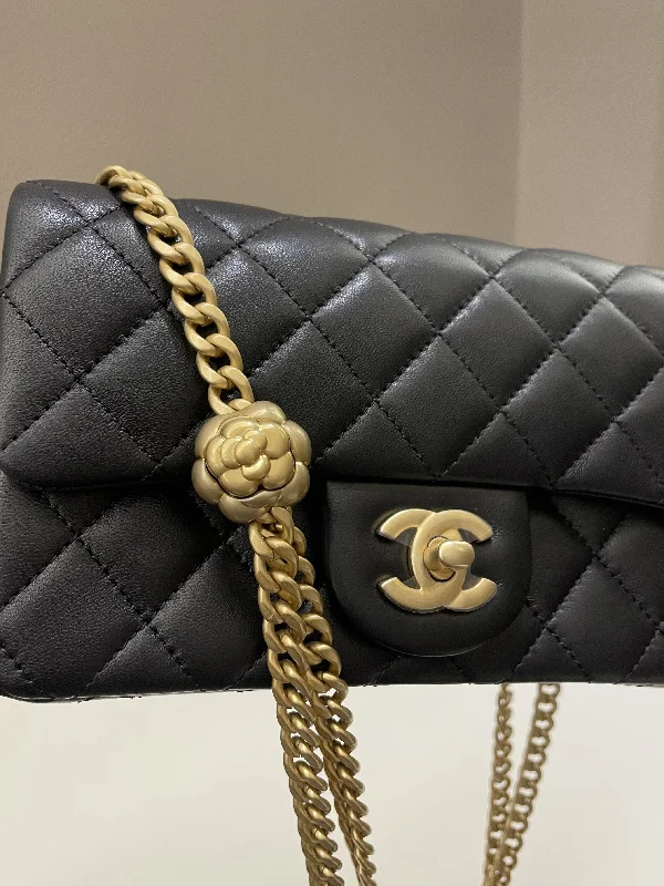 Chanel Designer Handbag with Unique DesignChanel 23S Camilla Crush Quilted Mini Rectangular Black Stiff Lambskin