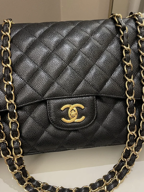 Chanel Vintage Inspired Handbag for Retro LoversChanel Classic Quilted Jumbo Single Flap Black Caviar