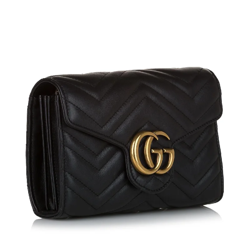 Ladies Gucci Dionysus bags with a star - shaped charmGucci GG Marmont Leather Wallet On Chain (35248)