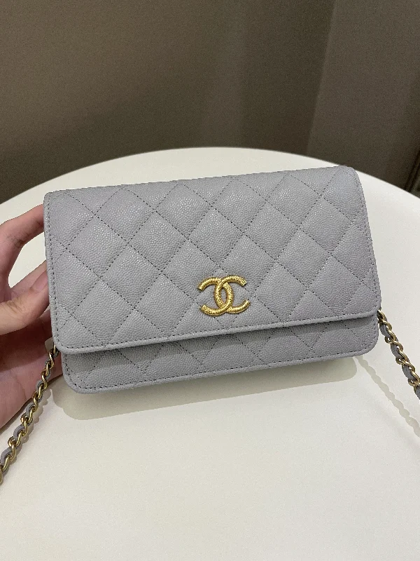 Chanel Designer Handbag with Unique DesignChanel Gold Cc Classic Wallet on Chain Grey Caviar