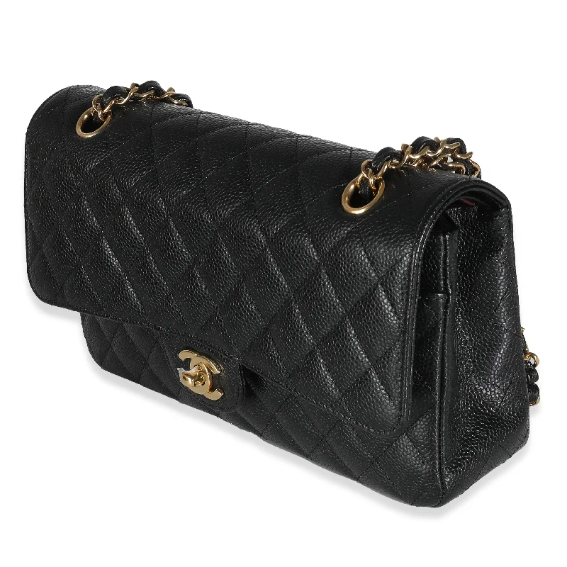 Chanel Medium Tote Bag for Office LadiesCHANEL Black Quilted Caviar Medium Classic Double Flap Bag