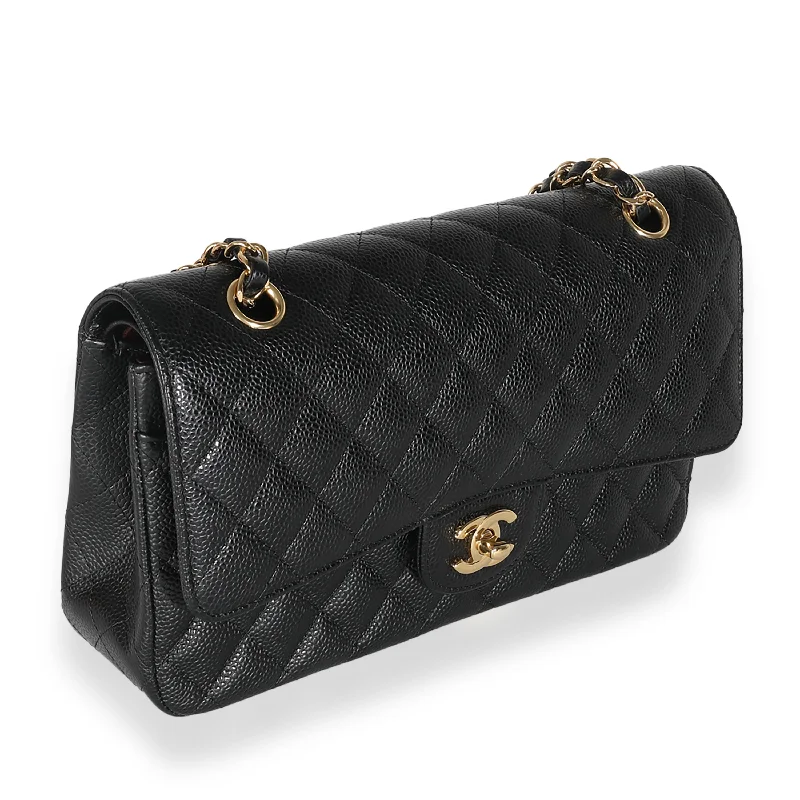 Chanel Lightweight Handbag for Daily ErrandsCHANEL Black Quilted Caviar Medium Classic Double Flap Bag