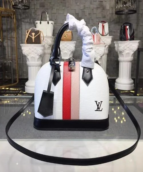 Ladies Louis Vuitton shoulder bags with a single - handle silhouetteLouis Vuitton Alma BB Epi Leather Two-Tone White