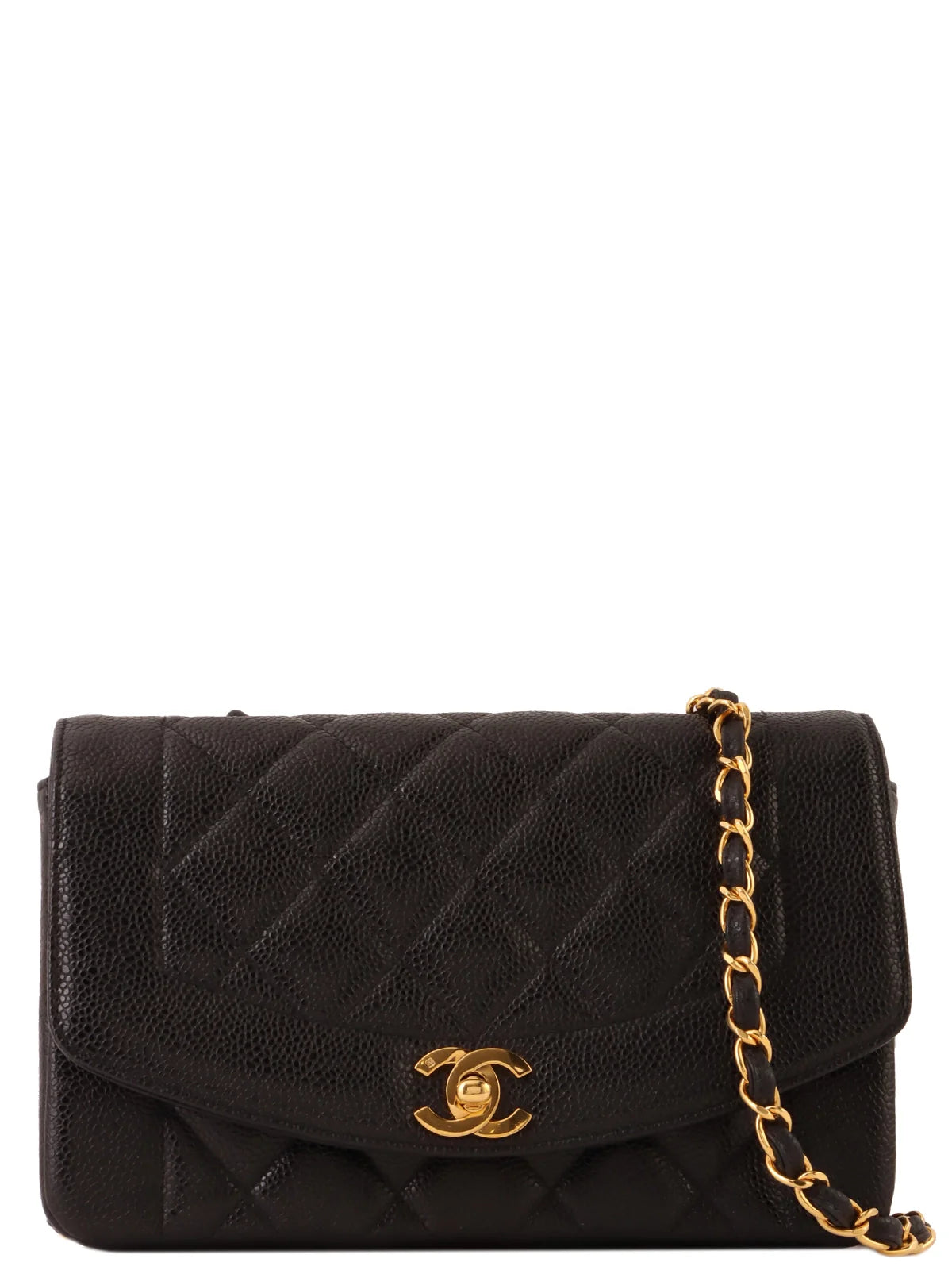 Chanel Black Handbag for Business MeetingsCHANEL Around 1992 Made Caviar Skin Diana Flap Chain Bag 22Cm Black